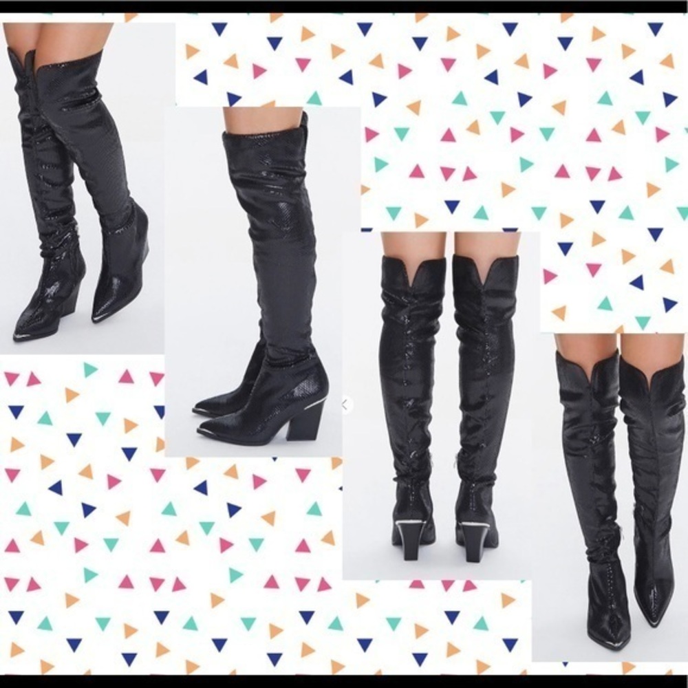 Faux Lizard Over-the-Knee Boots